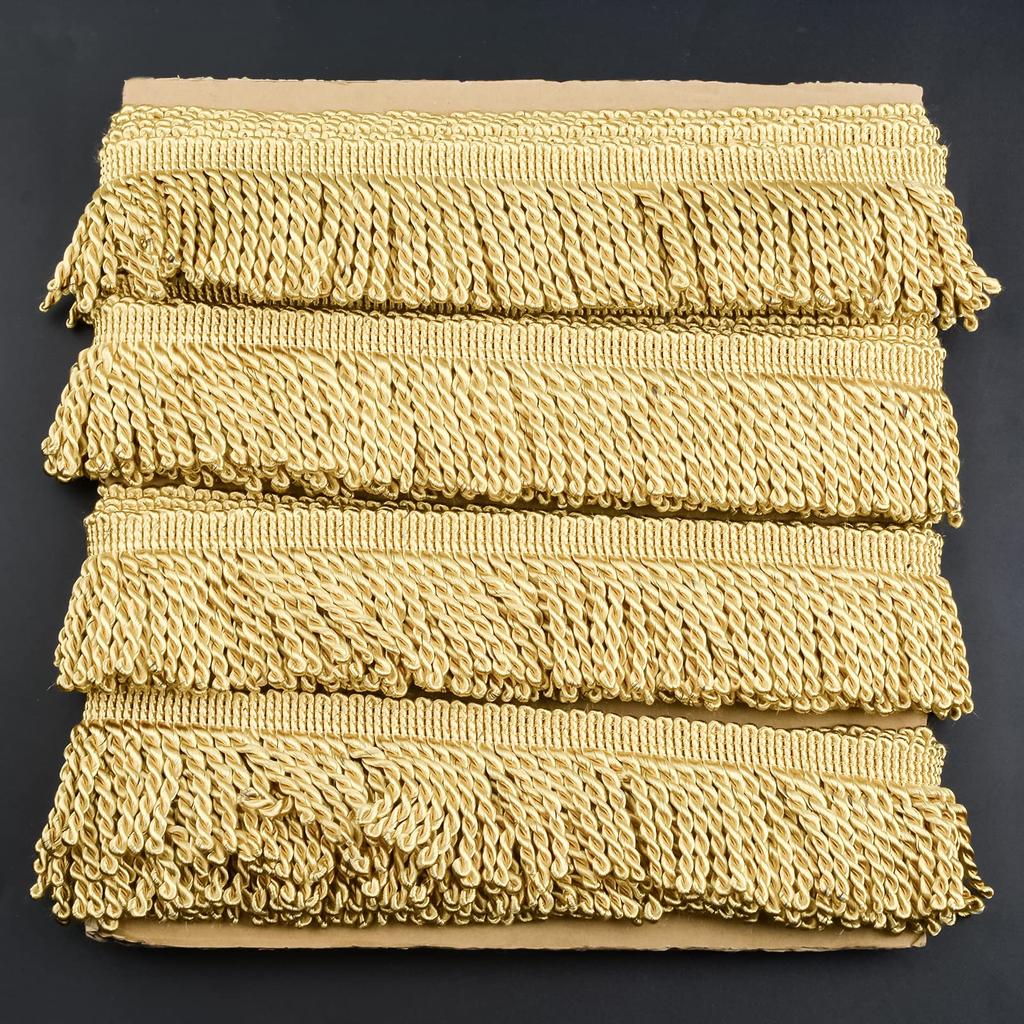 WANDIC Fringe 13M Polyester Metallic Fringe Trim for and Crafts Trim, Curtains, Sofas,