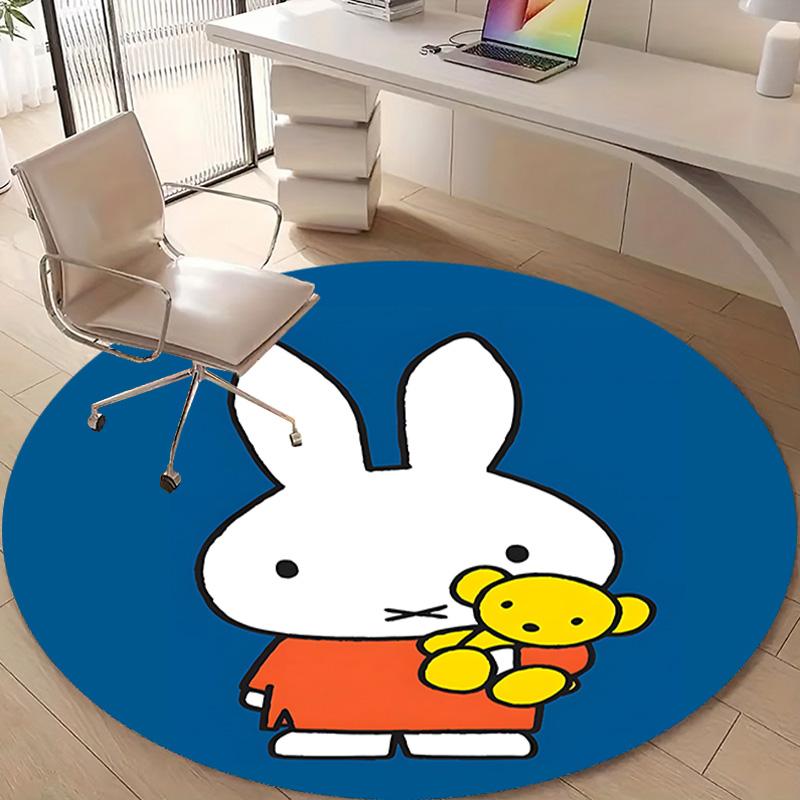 1pc Miffy4 Design Printed Area Round Carpet for Bedroom Living Room Home Decor Rugs Mat Non Slip Mat Rug for Bedside