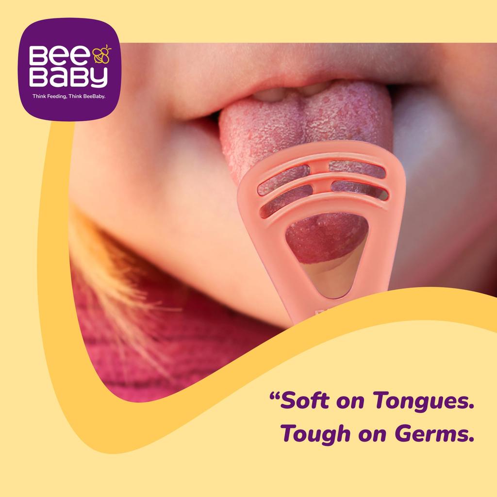 BeeBaby Gentle Swipe 100% Silicone Tongue Cleaner for Babies & Kids | Baby Tongue Cleaner/Scarpper | Soft Oral Cleaner for Infants | BPA Free Foo