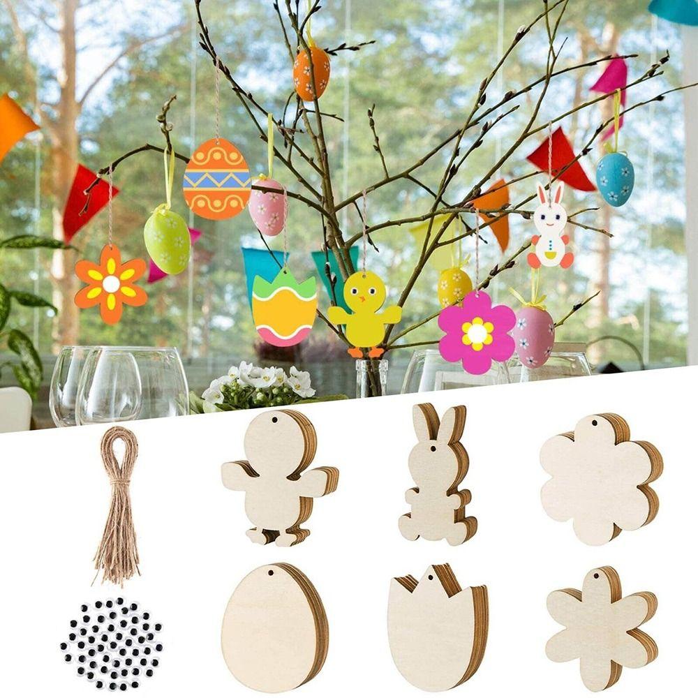 

New DIY Rabbit Scrapbooking Party Decoration Pendant Hanging Ornament Easter Eggs Festival Pendant