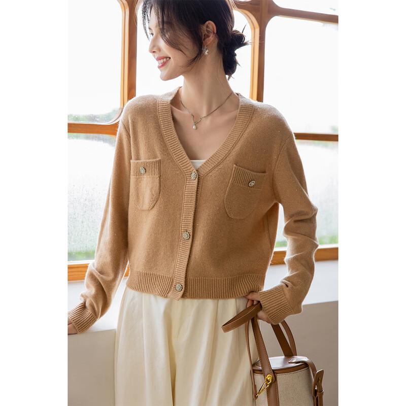 MOCANA Women's Long Sleeve V-Neck Cashmere Sweater