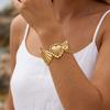 Modisches Muschel Seestern Edelstahl Armreif für Damen Boho Herz Muschel Offener Armreif Sommer Party Schmuck Geschenk