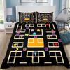 Vintage PacMan Maze Duvet Cover Pillowcase Bedding Set Kids Boy Girl Bedroom Decoration 2/3piece Set Single Double Large Size