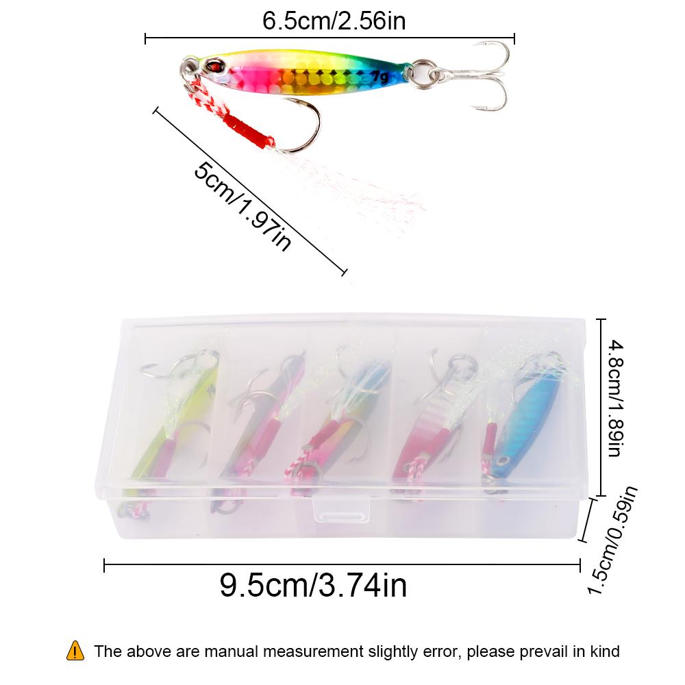 FTK 5pcs Jigs Fishing Lures Sinking Metal Spoons Micro Jigging Bait