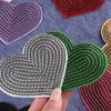 10 Pcs Embroidered Patches Heart Shape Iron on Patches Sewing on Applique Sequins Patches for Hat