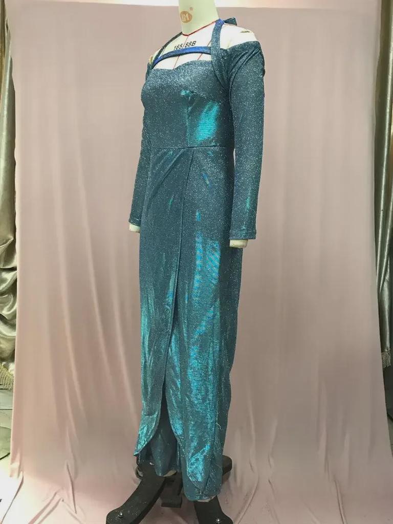 2025 European & American Glam Sequin Oblique Collar Jumpsuit - Mid-Waist Sexy Skirt