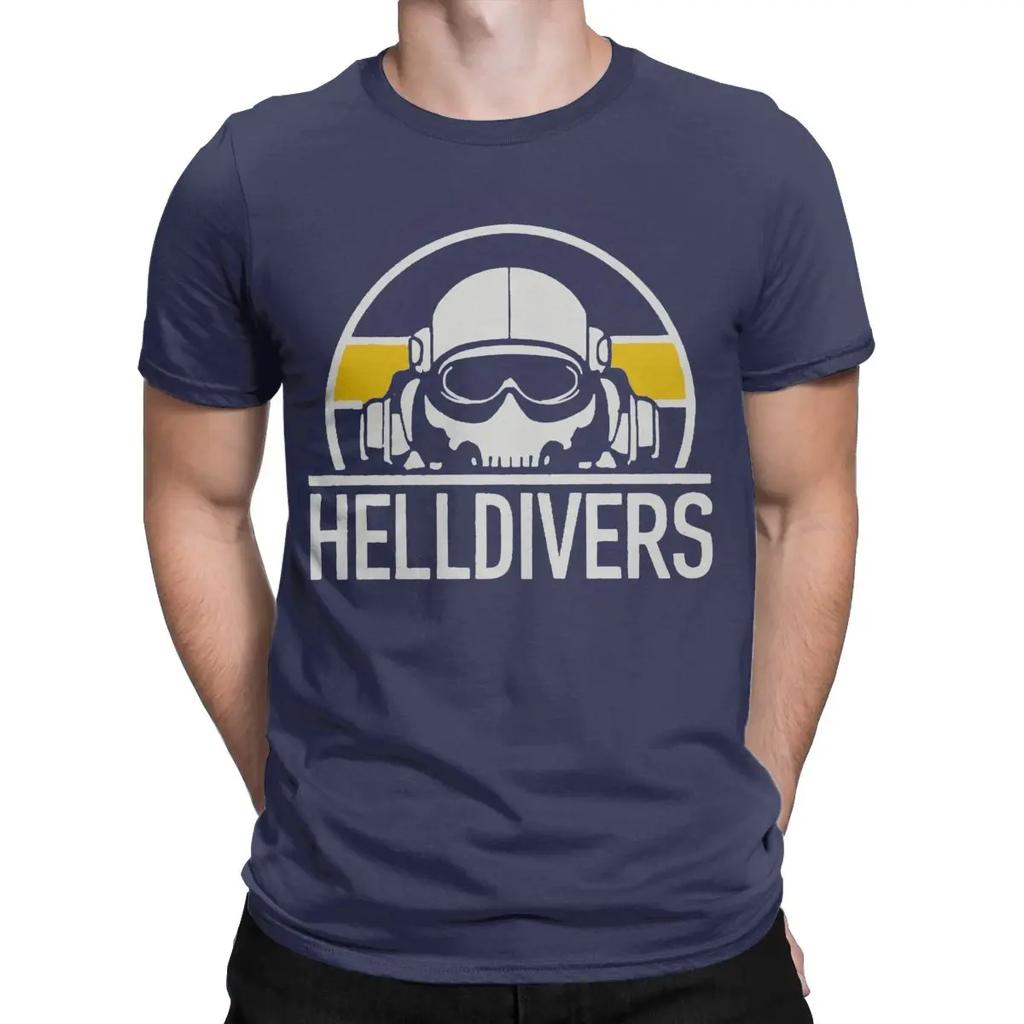 Helldivers Dive Harder Game Men T Shirt Leisure Tees Short Sleeve Round Neck T-Shirt Pure Cotton Gift Idea Clothes