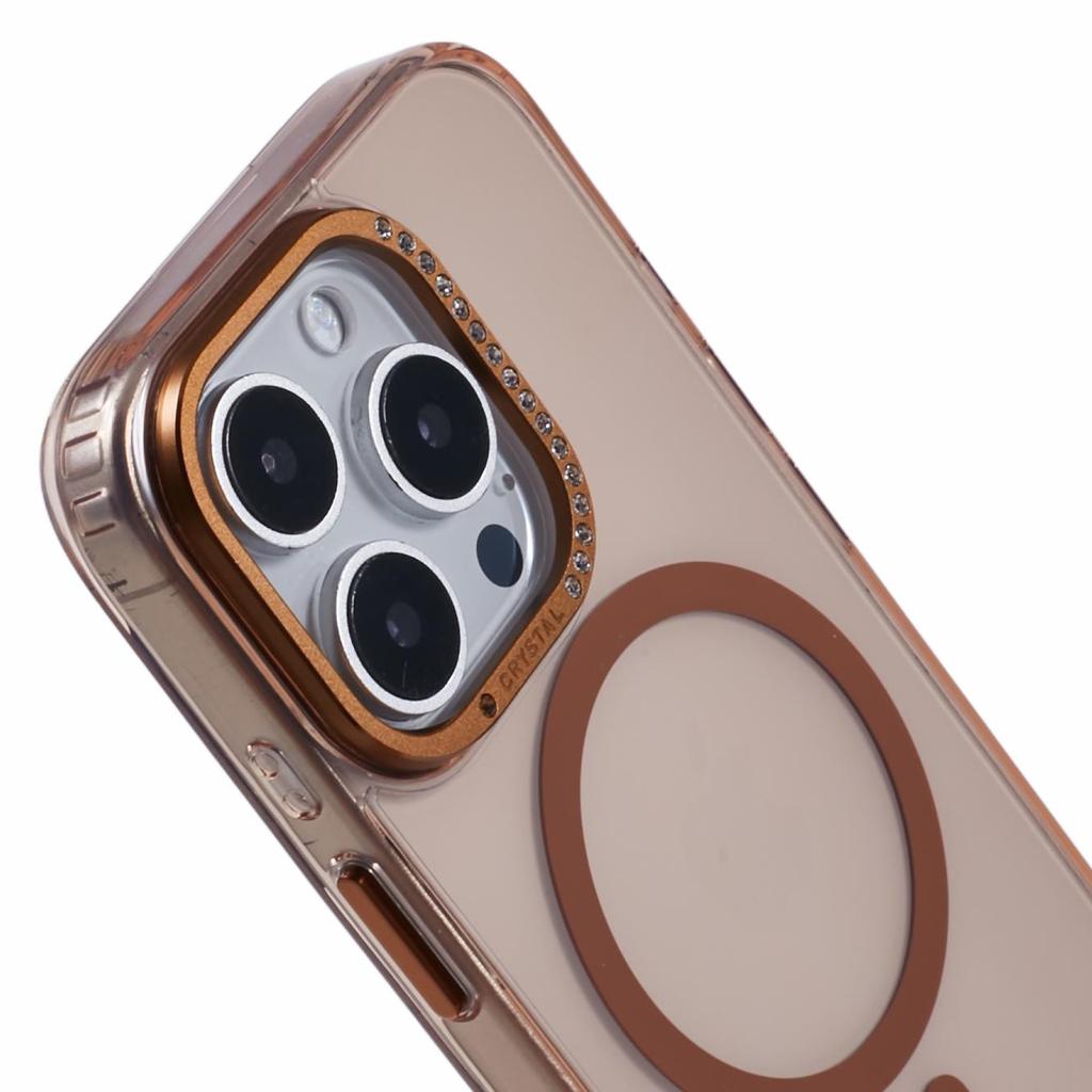 For iPhone 16 Pro Max Case Compatible with MagSafe TPU+PC Phone Back Cover Rhinestone Decor