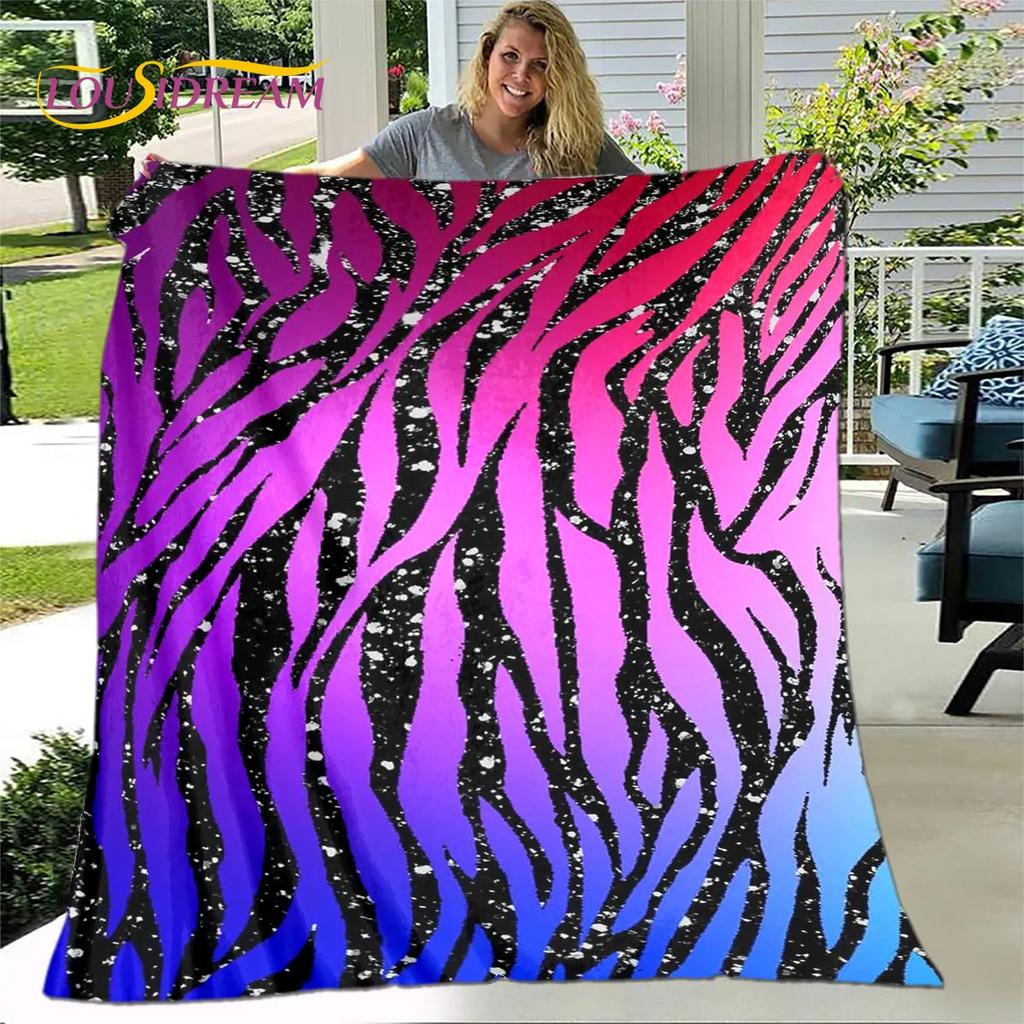 3D Colorful Zebra Pattern Blanket,Flannel Blanket Throw Blanket,Child Warm Blanket for Home Living Room Bedroom Beds Sofa Picnic