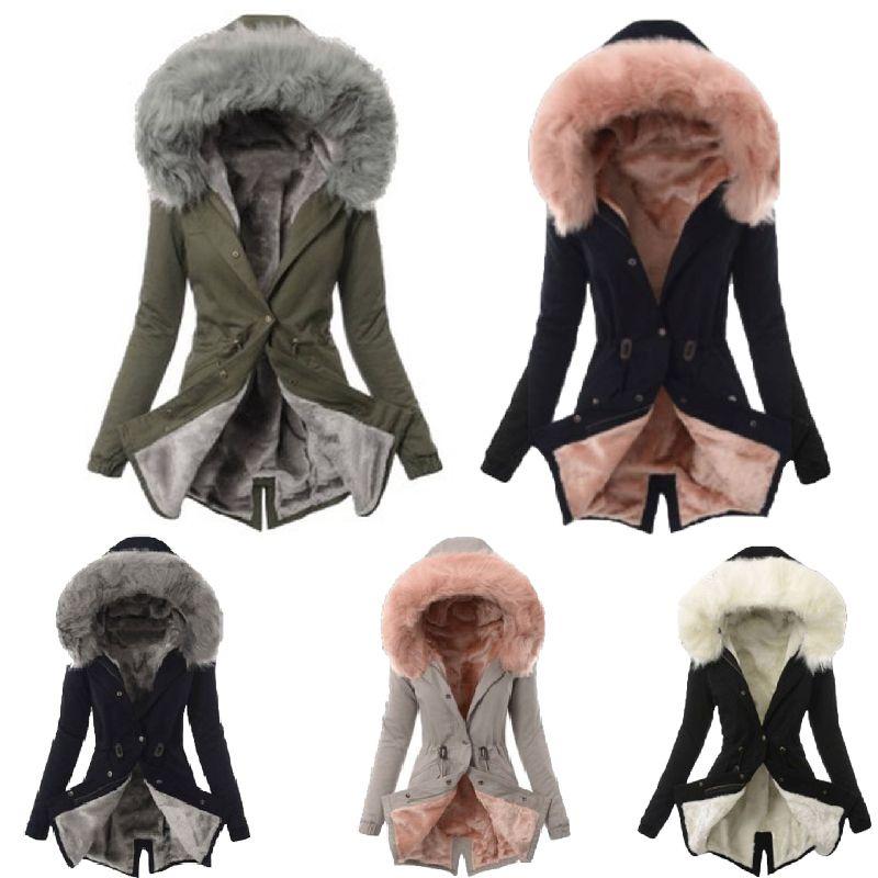 Luxurious Women Faux Fur Collar Hooded Parka Jacket For A Warm Winter