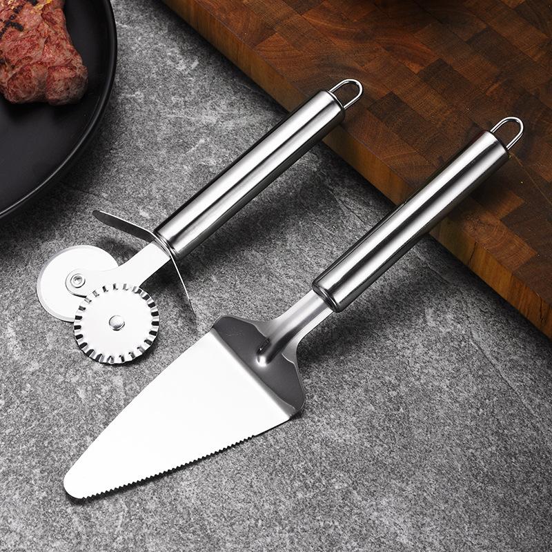 Cortador de Pizza de acero inoxidable con 4 patrones, cuchillo para Pizza de doble rodillo, cortador de masa, prensador de masa, utensilios de cocina para hornear