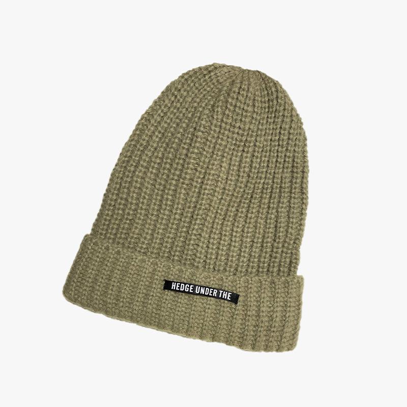 New Autumn and Winter Letter Knitted Big Hat Brim Big Head Circumference Warm Wool Hat for Women Versatile Ear Protection Students