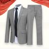 1 Set Men Jacket Pants Solid Color Turndown Collar Slim Fit Business Suit
