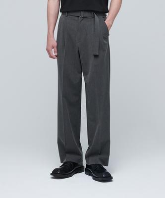 Real Wide Belted Slacks [Medium Gray]