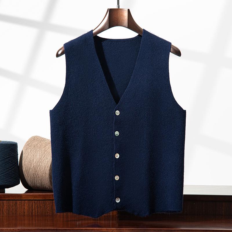 Men`s 25-Year Cashmere V-Neck Vest: Solid