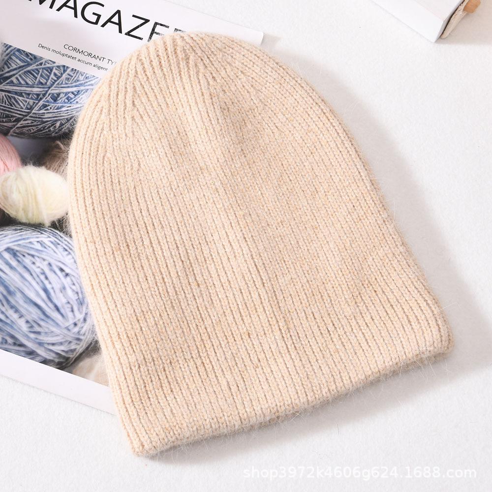 Autumn and winter solid color small sequins soft men's and women's warm wool hats Angola long rabbit hair knitted hat rabbit down cold hat