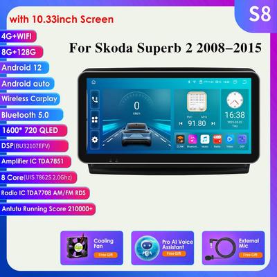 4G Android 12 Autoradio GPS für Skoda Superb 2 2008 -2015 Intelligenter Bildschirm Multimedia Video Player Navigation 2Din Stereo Carplay Audio Head Unit