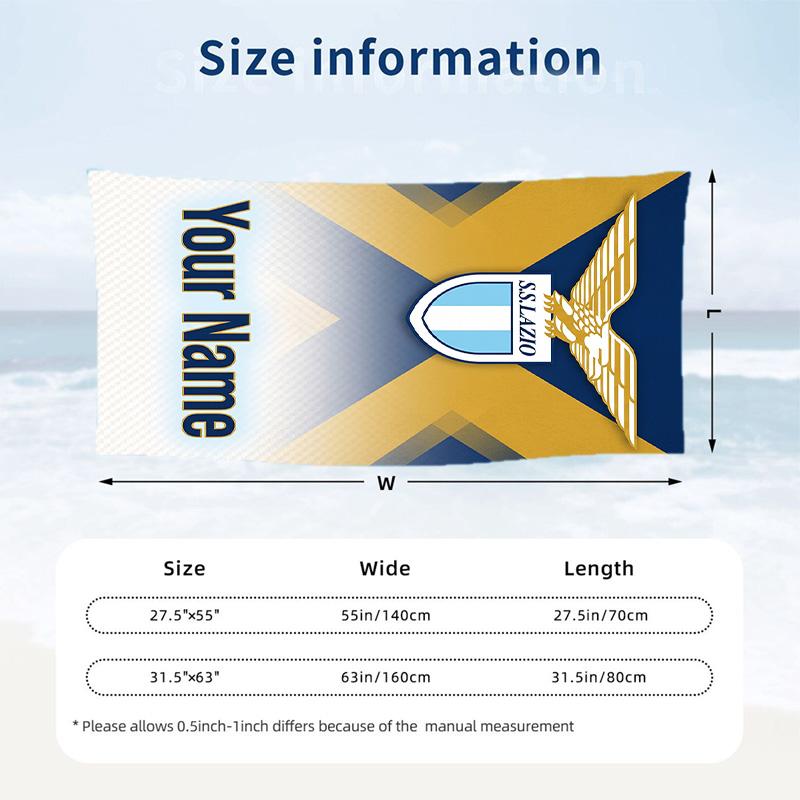 Beach Towel Lazio FC Print Custom Name Text Soft Towel for Swimming Pool