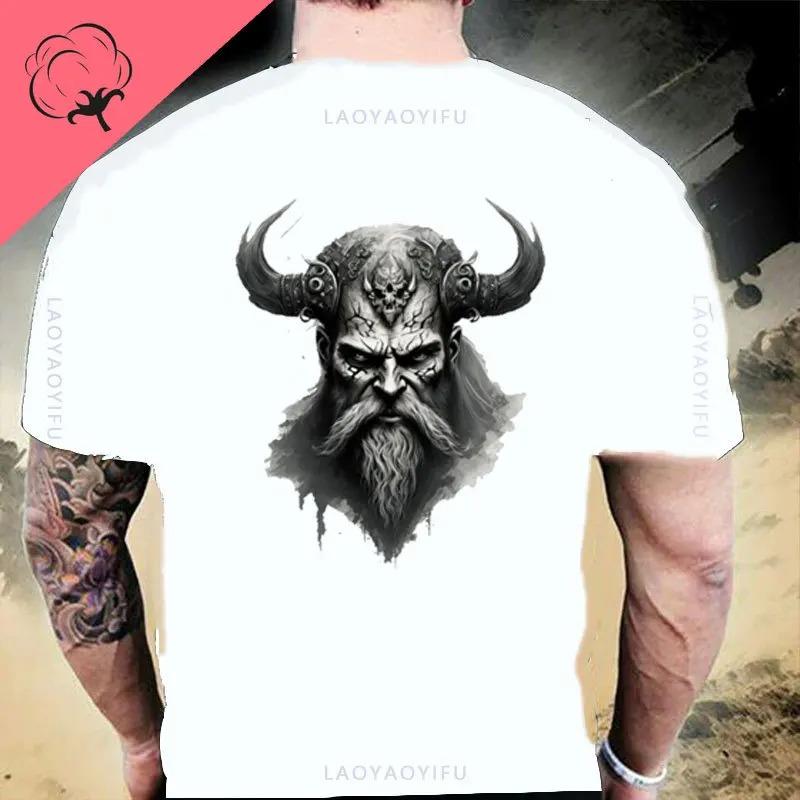 American Beard Warrior Tactical Skull Unisex T Shirt Til Valhalla Cotton T-Shirt Short Sleeve O-Neck T-shirt Casual Men’s Top