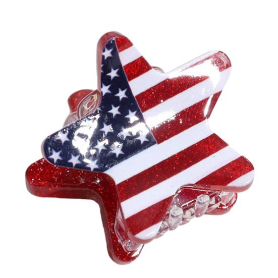 Yousheng Hair Claw Red White Blue Star Design Mini Hair Clip Independence Day Small Hair Clip Party Gatherings Patriotic Hair Accessory