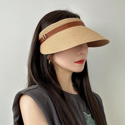 Zomerhoed met Brede Rand Zonneklep Pet met Elastische Hoofdband Strooien Hoed Zonneklep Hoed voor dames Strandhoed Ruim Zonnehoed Verstelbaar Opvouwbaar