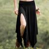 Women's Casual High Waist Beach Skirt Elastic Waistband Irregular Hem Midi Skirt Summer Fashion Solid Color Comfortable Soft Fabric