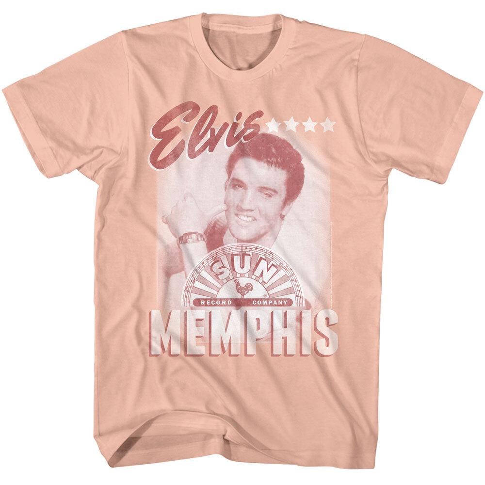 Sun Records Mens T Shirt Elvis Presley Memphis Rock 039;N Roll Music Peach Cotton Unisex T-Shirt XL