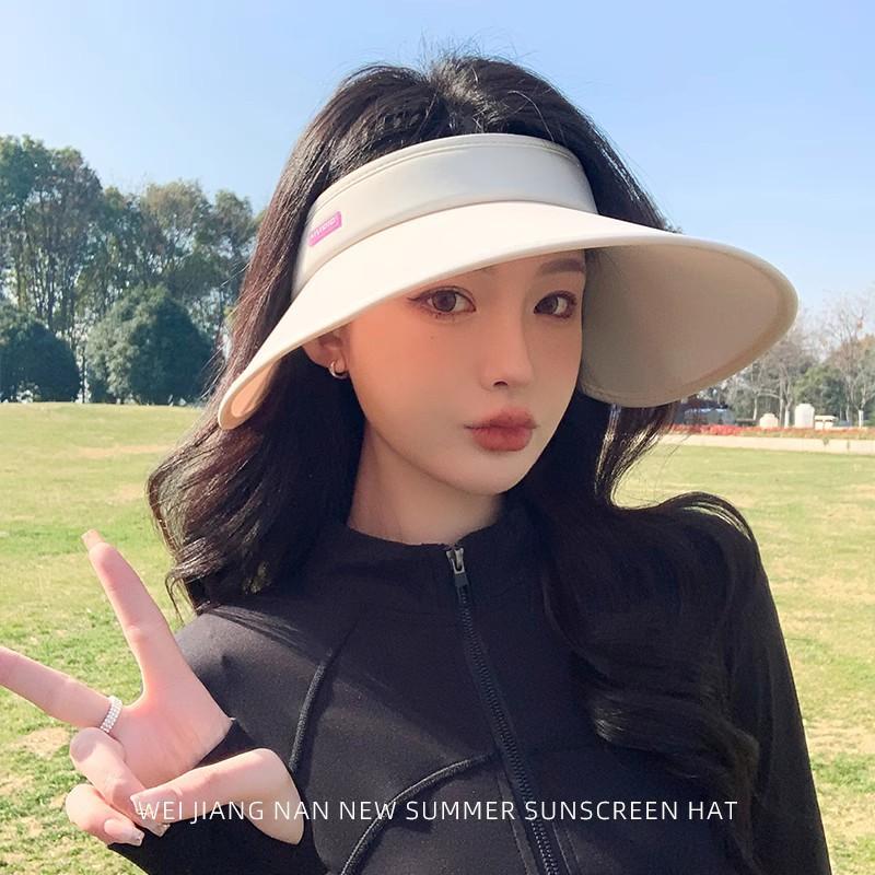 Ice silk sunshade sunscreen hat women's UV UV protection summer enlarged brim black empty top sun hat