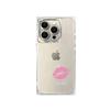 Square Back Tube Protection Clear Case For iPhone 14 Pro Max 15 Plus 11 13 12 16 ProMax Anti-Oxygen,Simple Pink Lips Pattern Casing