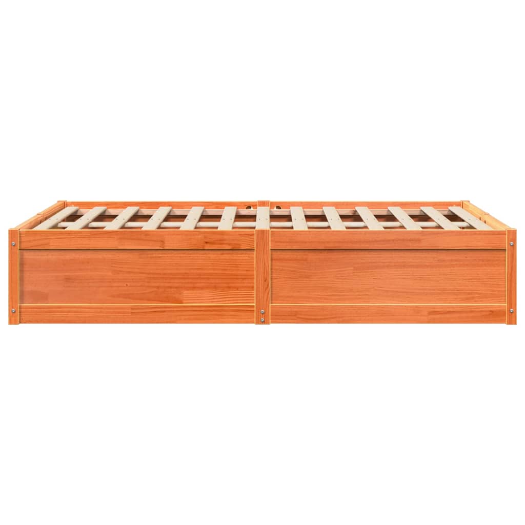 Vidaxl Bed Frame Without Mattress, Waxed Brown, 120X200 Cm, Solid Pine