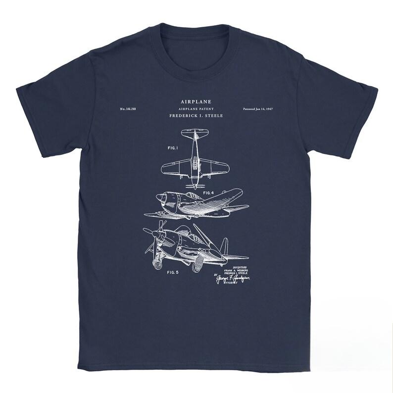 Aircraft Patent T-shirt Pilot Aviation Gift Low-wing Aircraft Shirt Engineer Pilot Gift Personality Deconstructed Short Sleeve