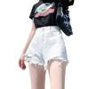 Women's Summer 2022 Ripped A-line Denim Shorts - Loose Fit, Raw Edge, Trendy Hot Girl Style