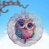 Metal Owl Wind Chime Outdoor Hanging Decor 2D Kinetic Floral Design for Garden Patio Christmas Thanksgiving Gift No Electricity Needed