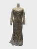 2025 Spring European & American Women's Hot Stamping Long-Sleeved Slim Evening Dress