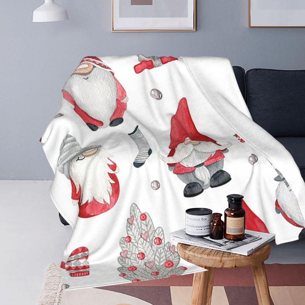 Christmas Gnome Blanket Fleece Sofa Throw Blanket Lightweight Throw Blankets for Home Bedroom Office Throws Bedspread Quilt