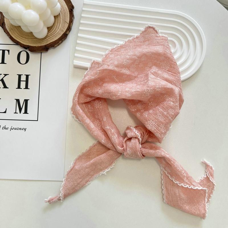 2025 Flower Neck Scarf Shawl Summer Triangle Hair Head Wrap Headband Handkerchief Hair Ties Bandanas Hair Ribbon For Women