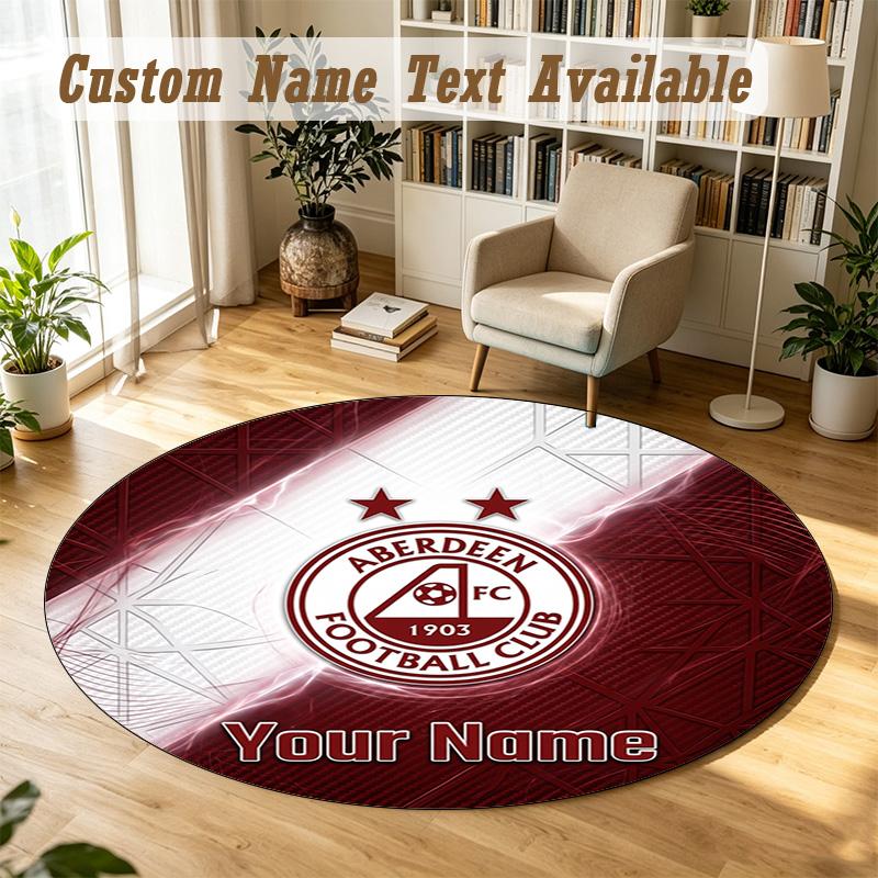 Round Rug Custom NameAberdeen FC Pattern Non Slip Carpet Home Floor Decor