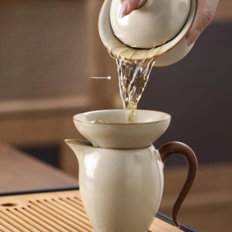 Ru Kiln Tea Set 2025 New Lazy Man Automatic Tea Artifact High-grade Light Luxury Drinking Brewing Tea Special Teapot