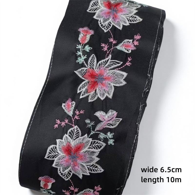 10 м Этническая Вышивка Кружевная Лента Цветочная Отделка для Ханьфу DIY Шитье