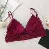 Lace Beauty Back Wrapped Chest Gathered Breathable Bra Solid Color Triangle Cup Bra