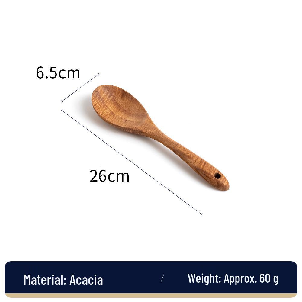 2023 Acacia Wood Long-Handle Non-stick Cooking Spatula & Ladle Set