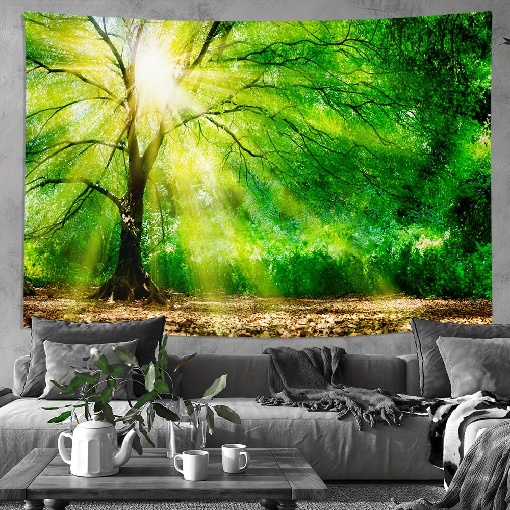 VIKAMA Sunshine Forest Tree Tapestry Natural Scenery Forest Beam Background Cloth Healing Forest Living Room Room Decoration 74x94cm(29x37in)