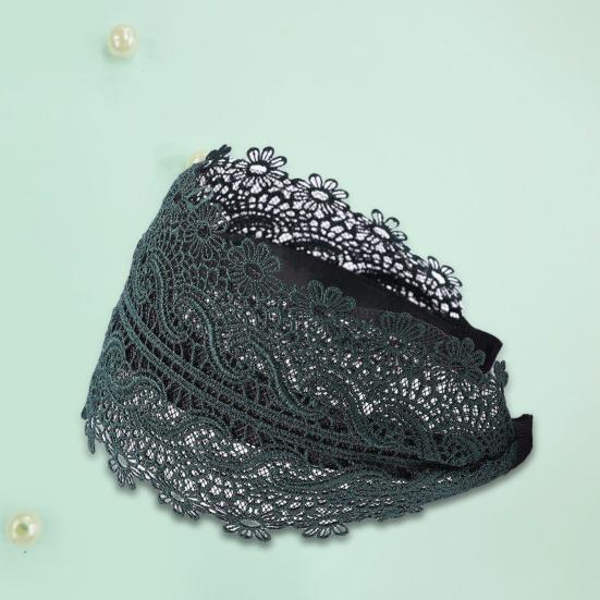 Women Hairband Wide Retro Style Sweet with Teeth Elegant Hair Accessories Anti-slip Lace Embroidered Hair Hoop for Daily Life
