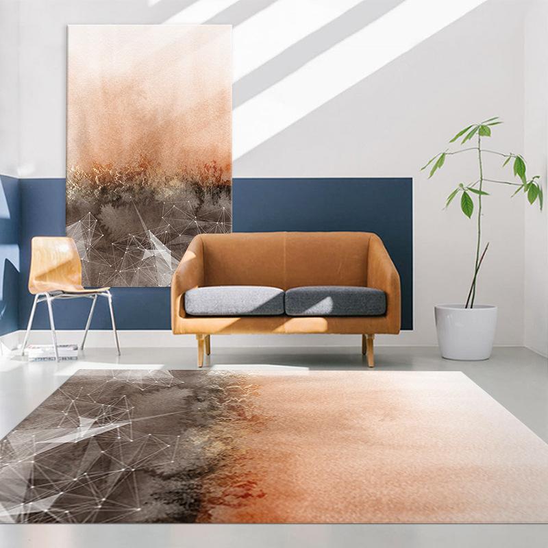 Nordic Geometric Carpet Living Room Coffee Table Mat Sand Blanket Bedroom Bedside Blanket 3D Printing Splicing Carpet Floor Mat