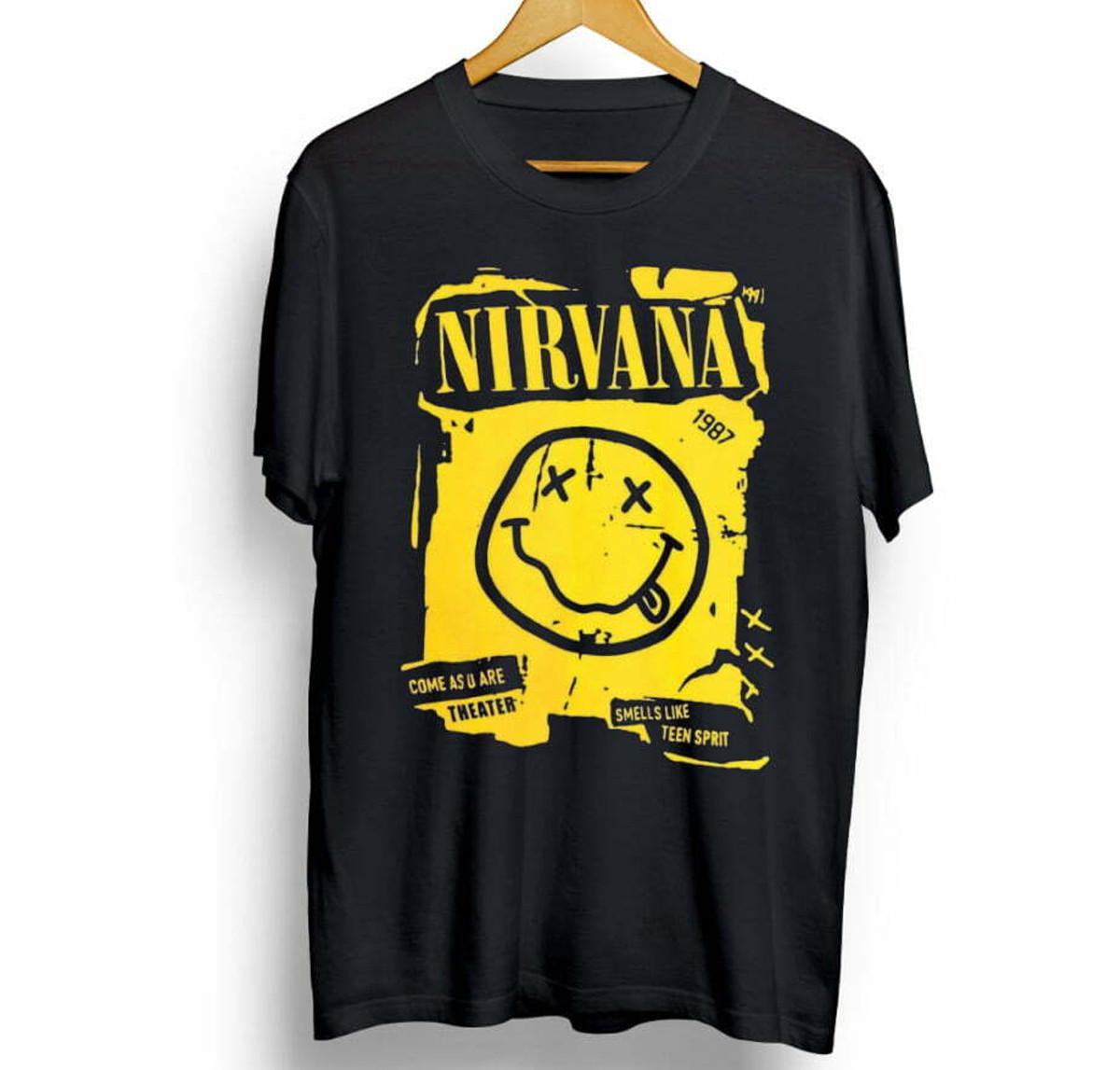 

Nirvana rock band T-Shirt Mens Womens Tees Top black Short sleeve All Sizes S to 5Xl JJ4924 XL