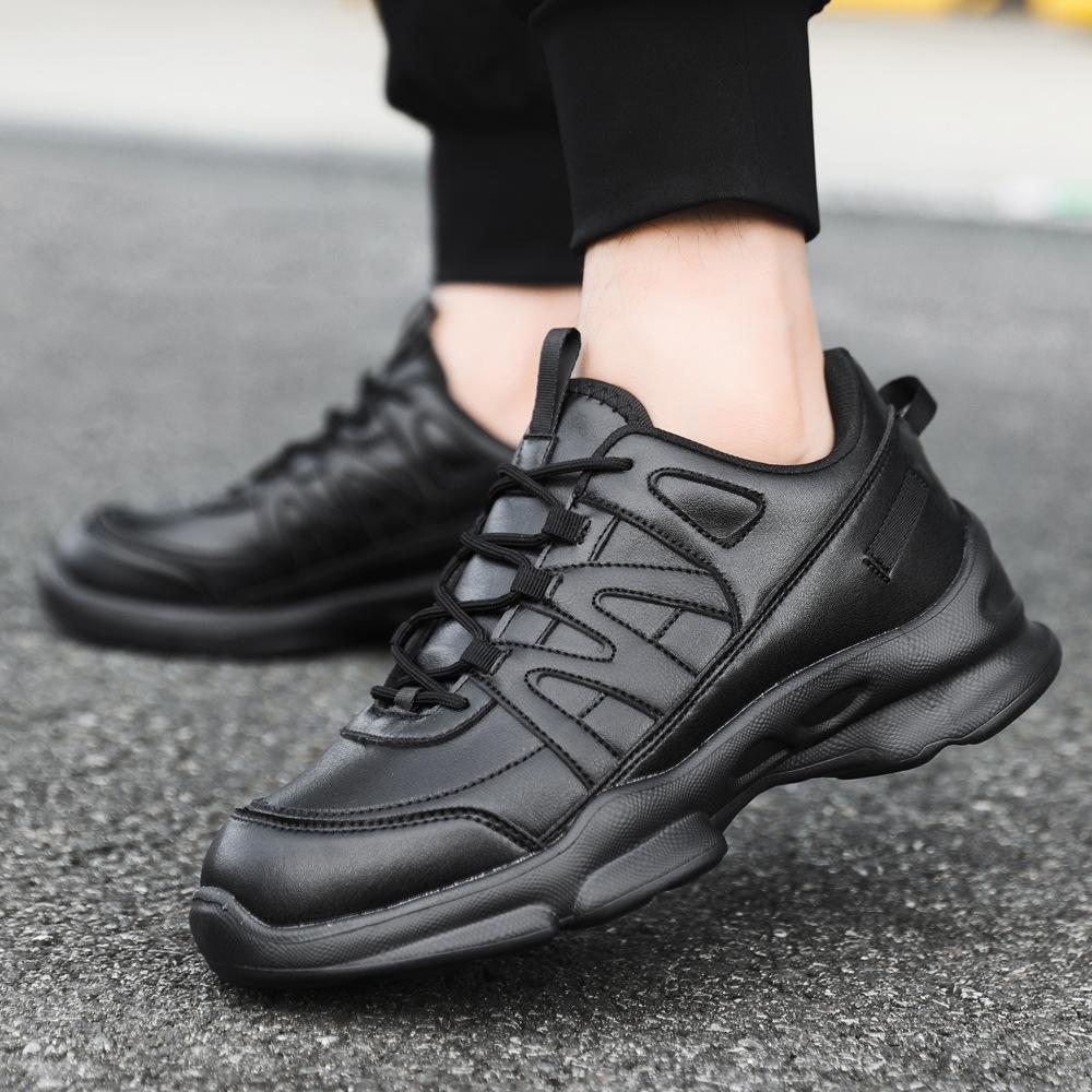 Autumn New Men's Outdoor Casual Shoes Leather Mesh Optional Black Classic Security Work Shoes Lightweight Breathable Running Shoes
