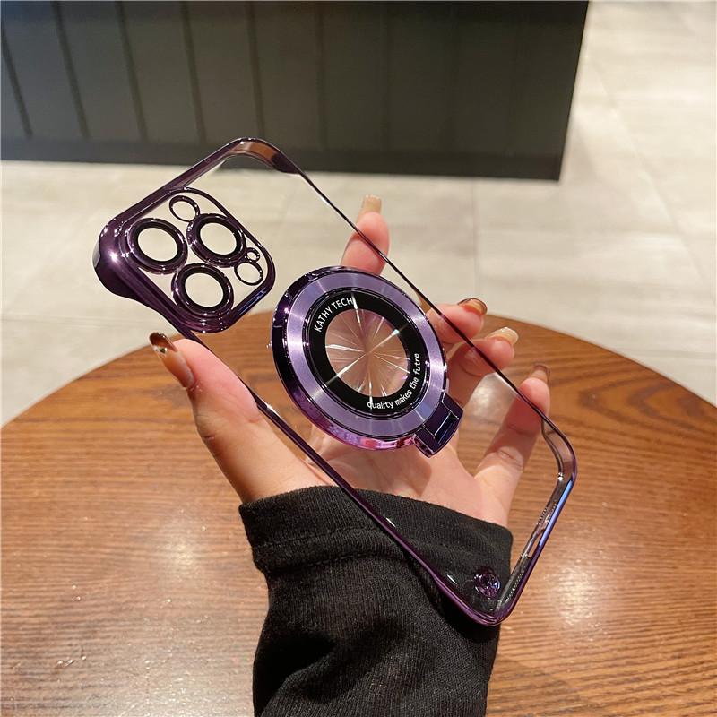 

Применимо к iPhone16Promax Магнитный присосочный кронштейн Чехол для мобильного телефона PC Гальваническое покрытие Безрамный 1314 Apple 15 Пленка для объектива iPhone11Promax