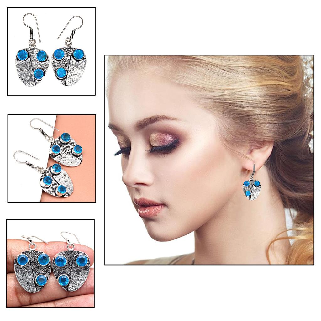925 Silver Blue London Topaz Sterling Gemstone Earring Earrings Jewelry