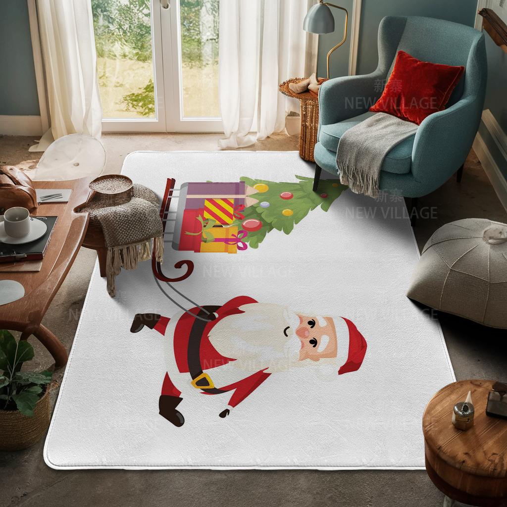 House Entrance Carpet Home Door Mat Living Room Bath Foot Bathroom Non-slip Water Absorption Rugs Bath Merry Christmas Winter
