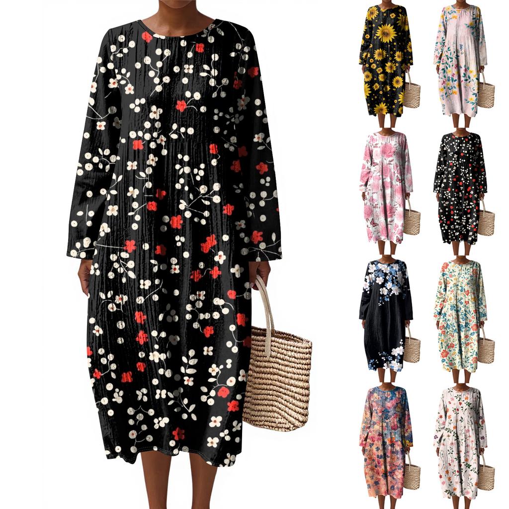 Women's Fashion Casual Sleeveless Round Neck Solid Color Elegant Temperament Dress